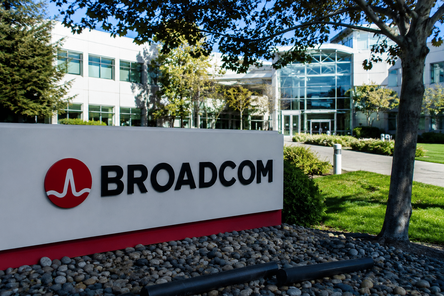 Broadcom logo outside its office
