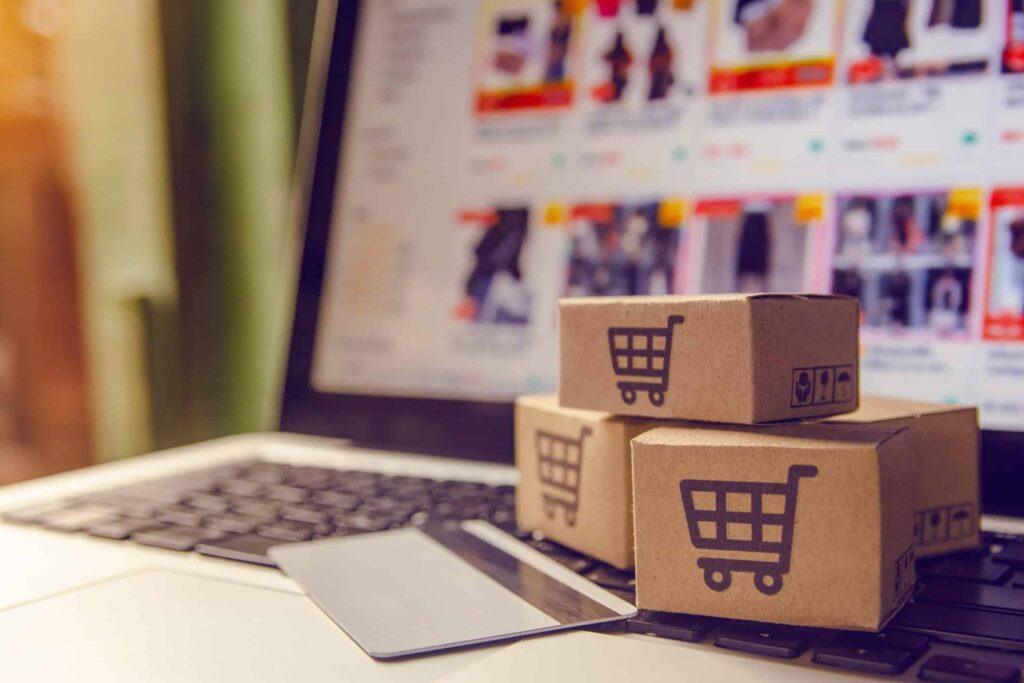 A shopper makes purchases from an online store.